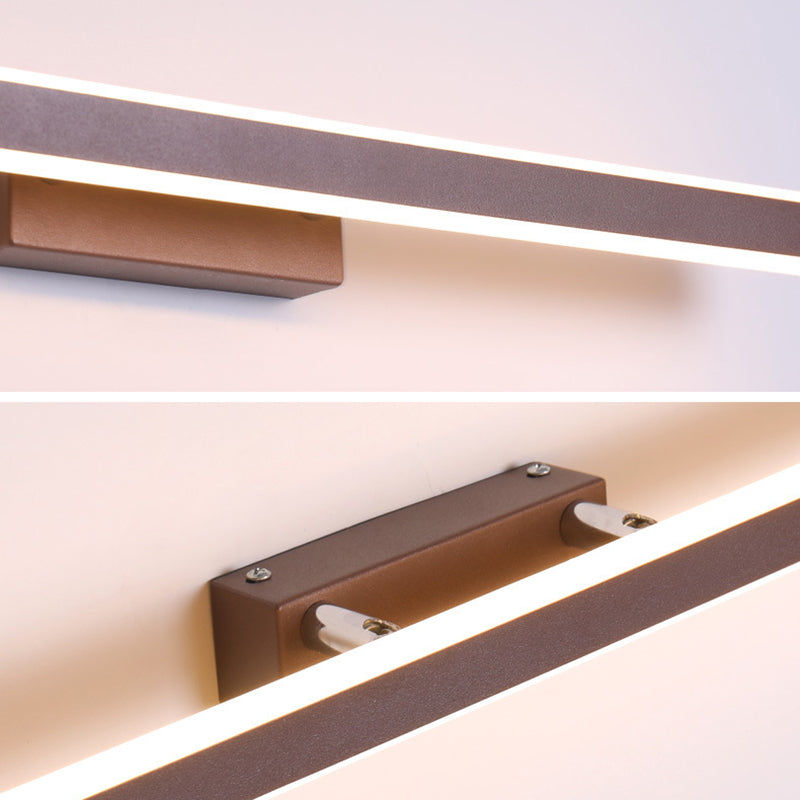 Metal Linear Wall Mounted Light Minimalist Style LED Wall Light Sconce in Coffee