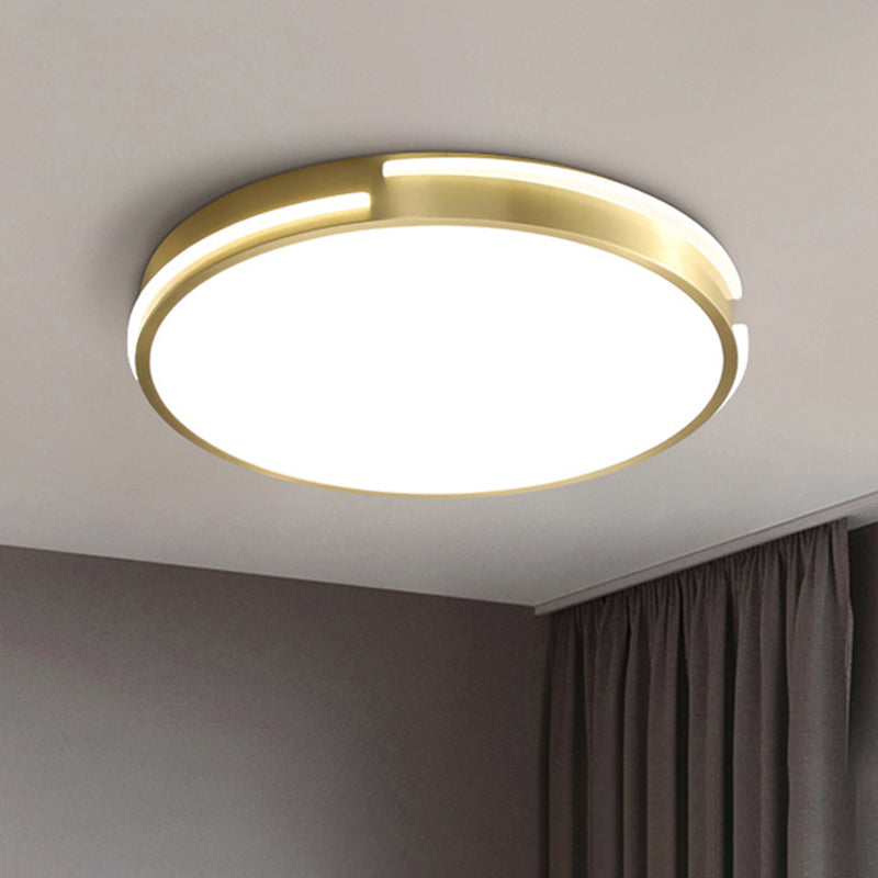 Drum Shape Metalen Plafond Verlichting Moderne Minimalistische Stijl LED Woonkamer Flush Lamp in Goud
