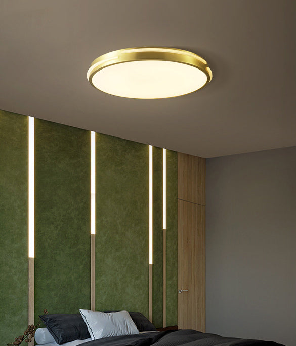 Drum Shape Metalen Plafond Verlichting Moderne Minimalistische Stijl LED Woonkamer Flush Lamp in Goud