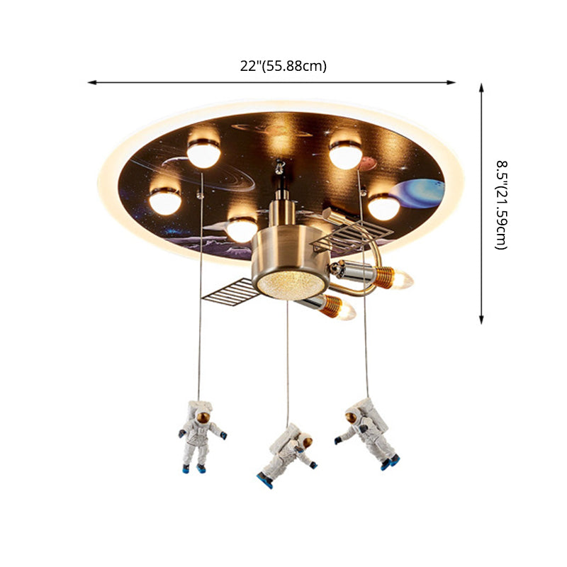 Art Deco metalen inbouwlamp Cartoon Spaceman inbouwspot voor kinderkamer