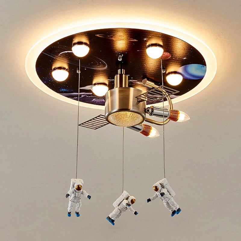 Art Deco metalen inbouwlamp Cartoon Spaceman inbouwspot voor kinderkamer