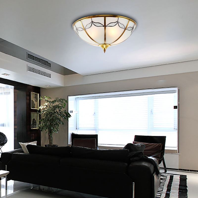 Plafoniera da soffitto a incasso larga in vetro smerigliato da 14"/18"/21,5" Tradizionale a 2/3/4 luci Illuminazione per camera da letto con montaggio ad incasso in oro