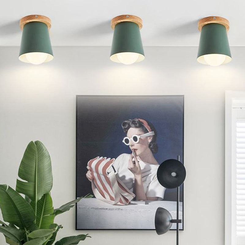 1 Light Ceiling Lighting Nordic Style Metal Cone Flush Mount Lighting for Living Room