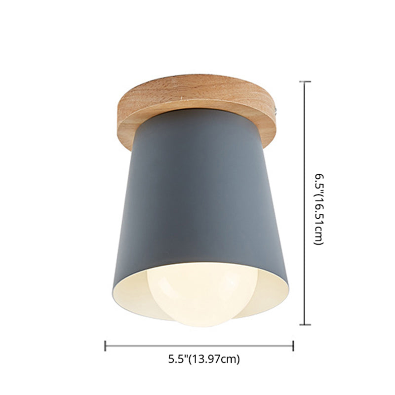 1 Light Ceiling Lighting Nordic Style Metal Cone Flush Mount Lighting for Living Room