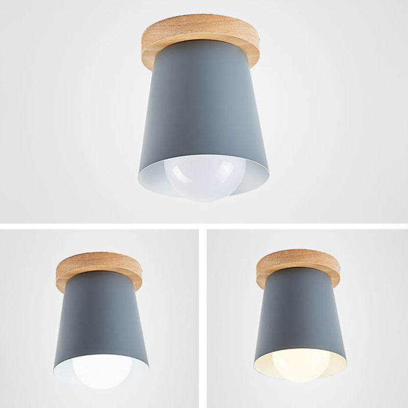 1 Light Ceiling Lighting Nordic Style Metal Cone Flush Mount Lighting for Living Room