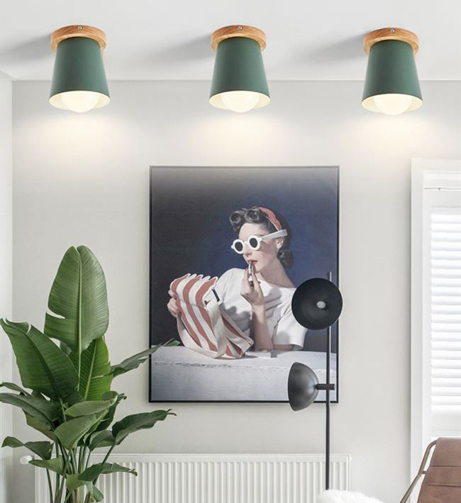 1 Light Ceiling Lighting Nordic Style Metal Cone Flush Mount Lighting for Living Room