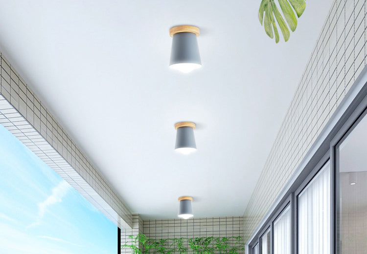 1 Light Ceiling Lighting Nordic Style Metal Cone Flush Mount Lighting for Living Room