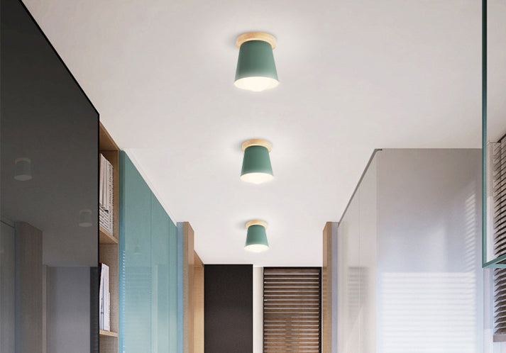 1 Light Ceiling Lighting Nordic Style Metal Cone Flush Mount Lighting for Living Room