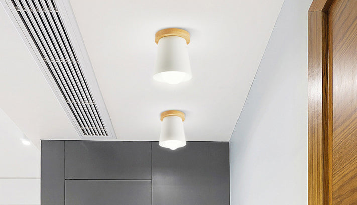 1 Light Ceiling Lighting Nordic Style Metal Cone Flush Mount Lighting for Living Room