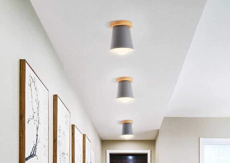 1 Light Ceiling Lighting Nordic Style Metal Cone Flush Mount Lighting for Living Room