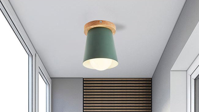 1 Light Ceiling Lighting Nordic Style Metal Cone Flush Mount Lighting for Living Room