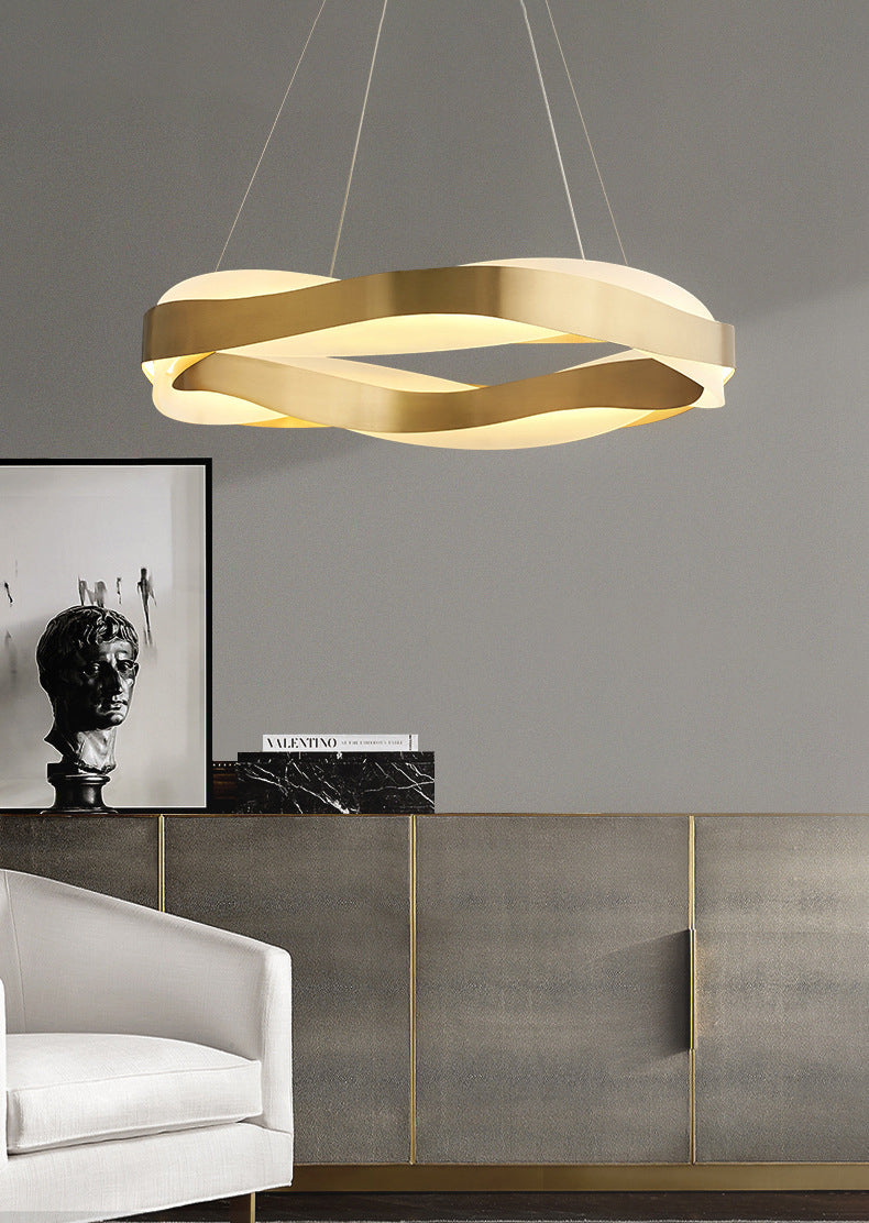Goldener Kreis LED -Anhänger Beleuchtung minimalistischer Acryl -Kronleuchter für Wohnzimmer