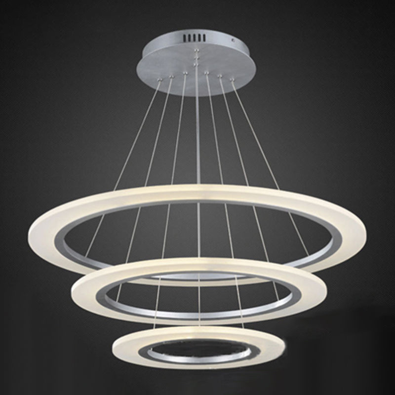 Luz de suspensión LED de estilo colgante de colgante circular de plata