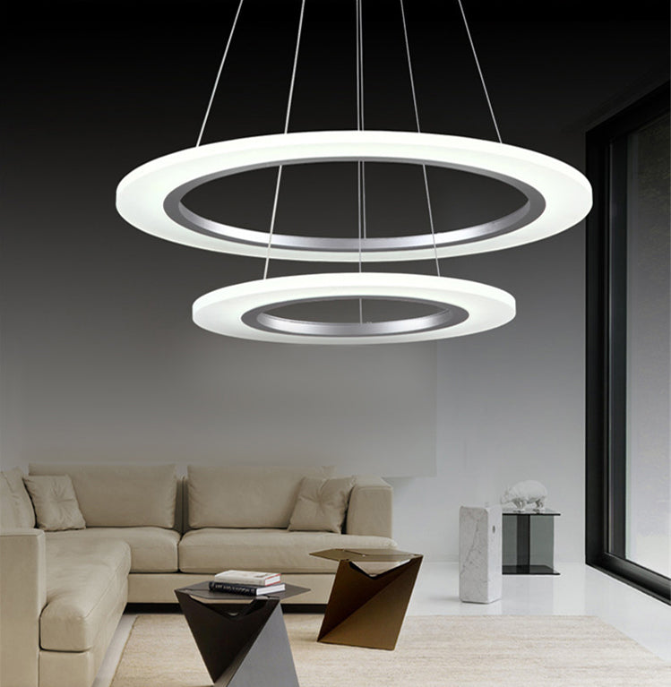 Luz de suspensión LED de estilo colgante de colgante circular de plata