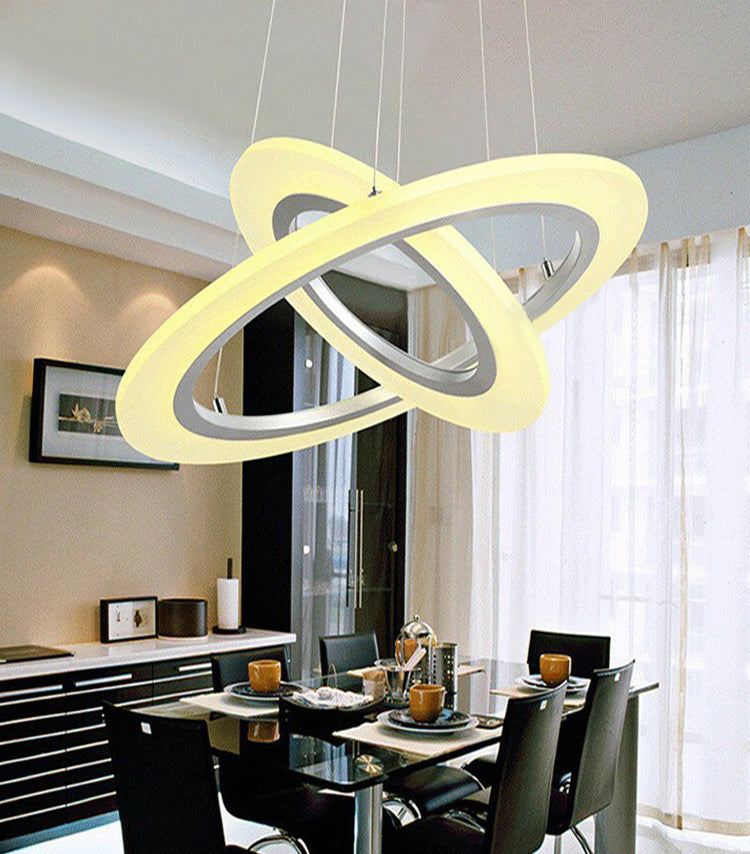 Luz de suspensión LED de estilo colgante de colgante circular de plata