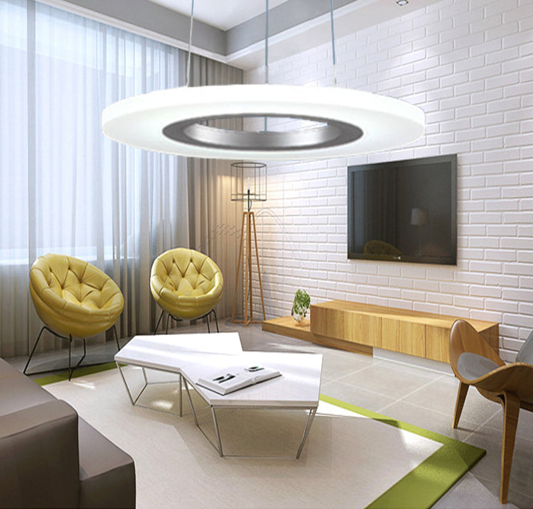 Luz de suspensión LED de estilo colgante de colgante circular de plata
