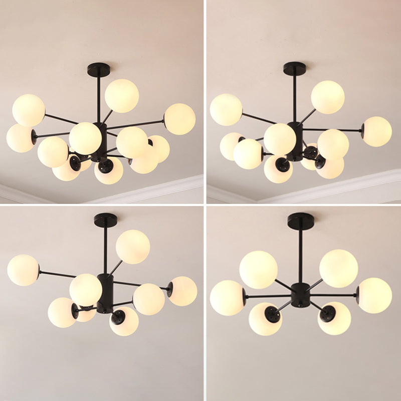 Leche de lámpara de sombra de pelota de vidrio blanco Estilo moderno Múltiples luces de la sala de estar accesorio de iluminación de la sala de estar