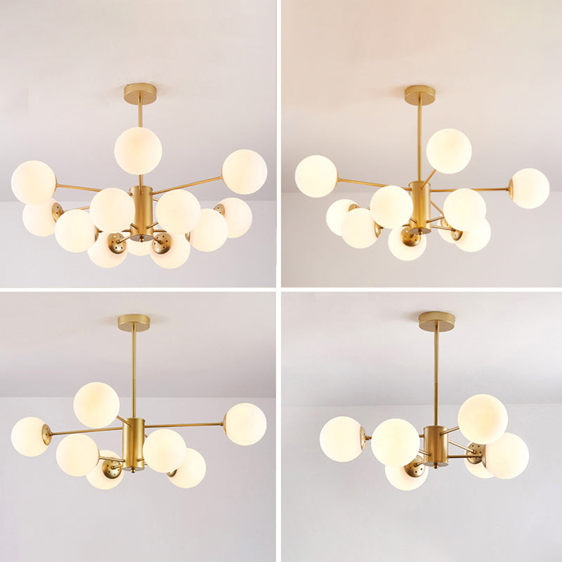 Leche de lámpara de sombra de pelota de vidrio blanco Estilo moderno Múltiples luces de la sala de estar accesorio de iluminación de la sala de estar