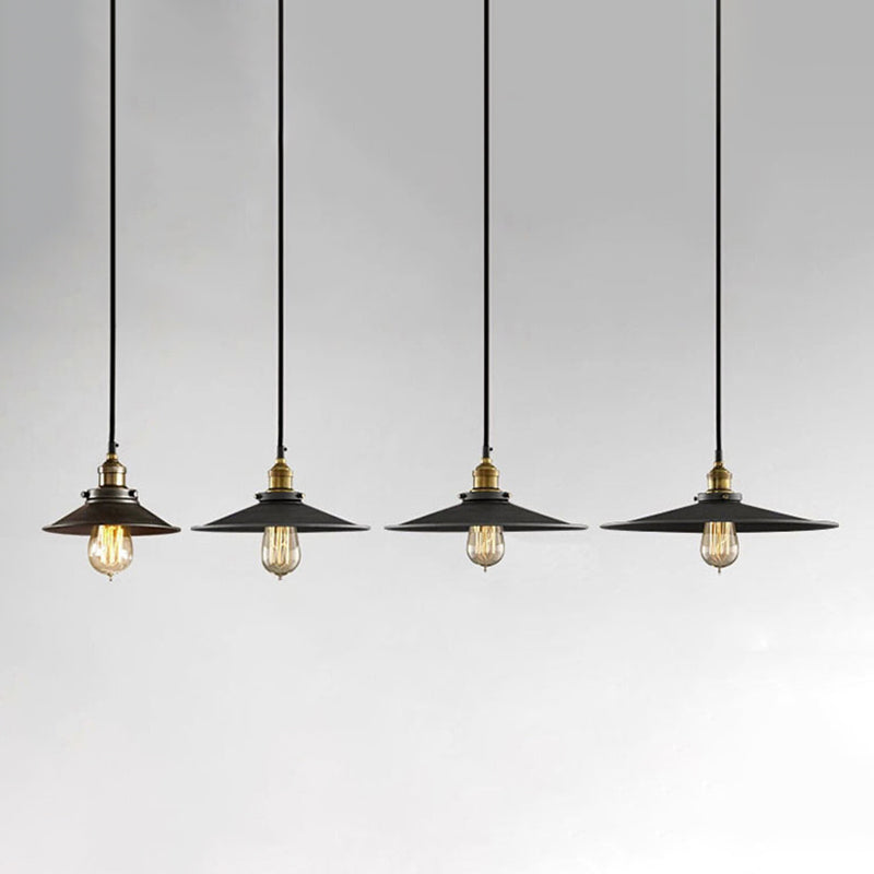 Black Conical Pendant Lamp Industrial Metal 1-Bulb Bistro Suspended Lighting Fixture