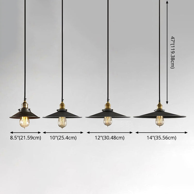 Black Conical Pendant Lamp Industrial Metal 1-Bulb Bistro Suspended Lighting Fixture