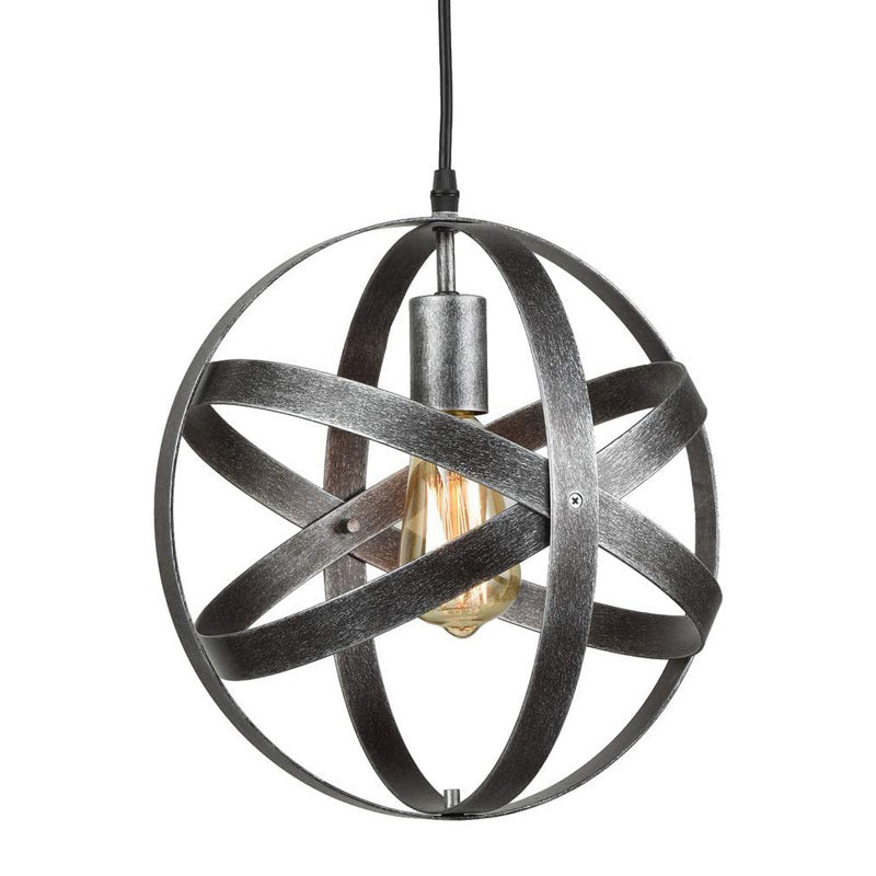 11,8 "diametro Globe Metal Cage Hanging Light Single Bulb Vintage Vintage Style Lighting Freet per camera da letto