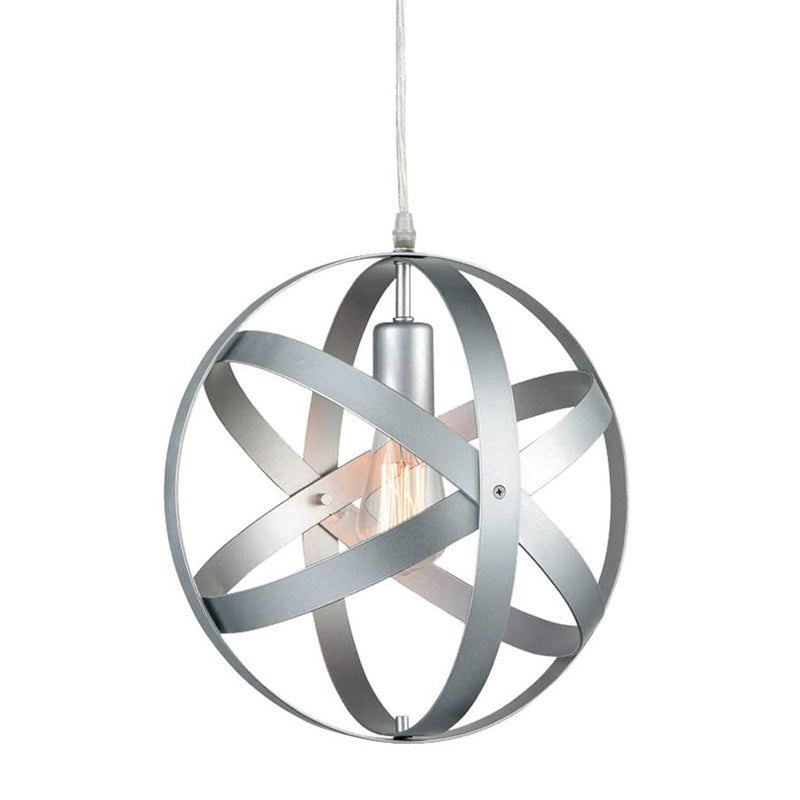 11,8 "diametro Globe Metal Cage Hanging Light Single Bulb Vintage Vintage Style Lighting Freet per camera da letto