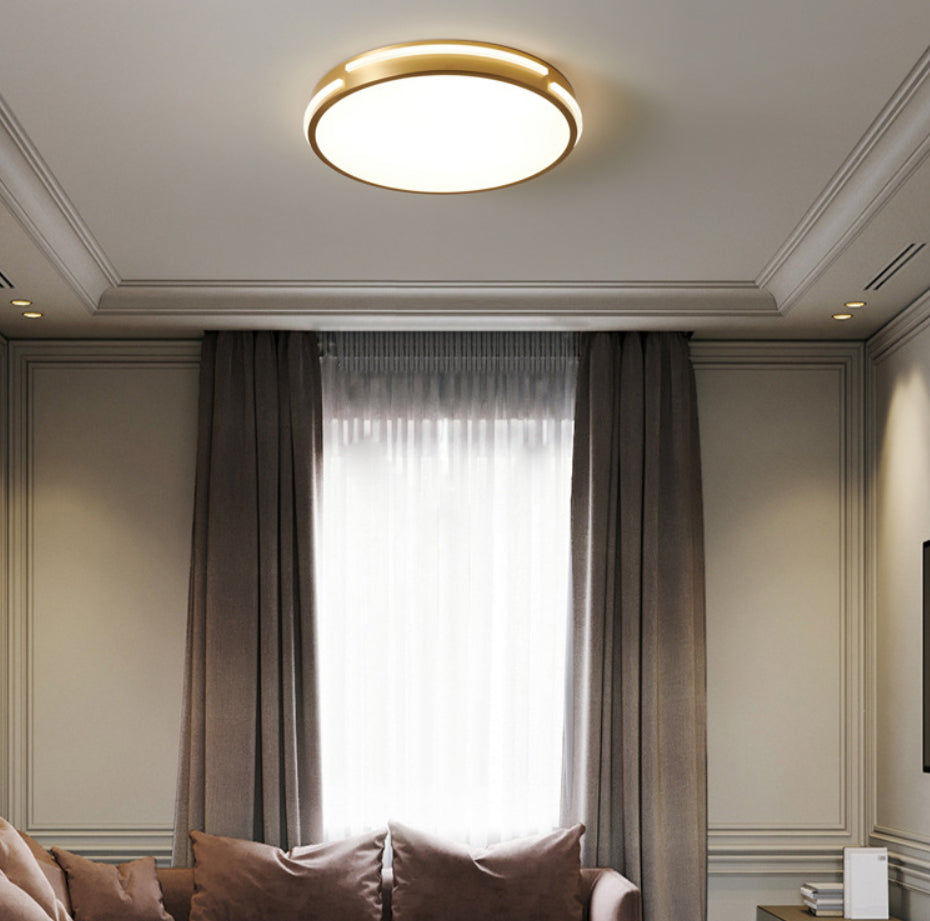 Drum Shape Metalen Plafond Verlichting Moderne Minimalistische Stijl LED Woonkamer Flush Lamp in Goud