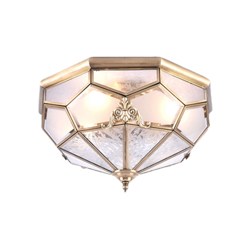 3/4/6 Luci Curvo Frosted Glass Pane Flush Soffitto Light Classic Gold Bowl Camera Da Letto Flush Lampada