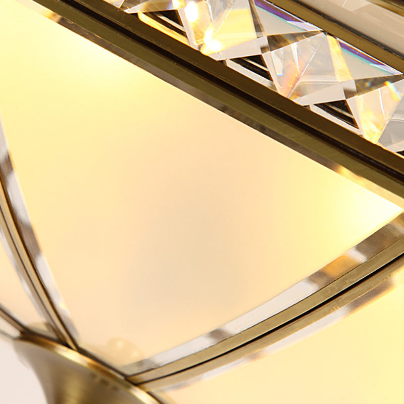 Gold 3/4/6 Lights Flush Light Fixture Traditional Opal Glass Bowl Ceiling Flush Mount for Bedroom