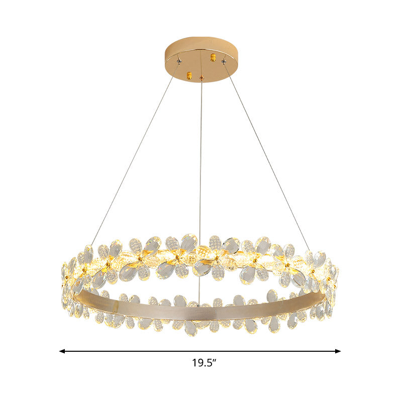 Lámpara de lámpara de araña redonda Cristal moderno de 19.5 "/27.5" Aparte de oro LED/Coffee Cofffeing con luz cálida/blanca