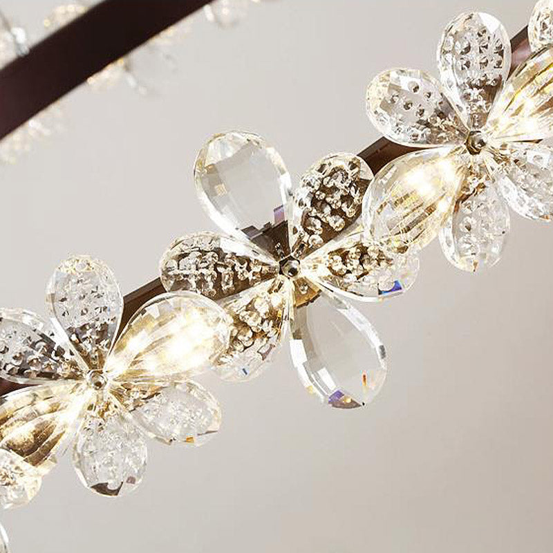 Lámpara de lámpara de araña redonda Cristal moderno de 19.5 "/27.5" Aparte de oro LED/Coffee Cofffeing con luz cálida/blanca