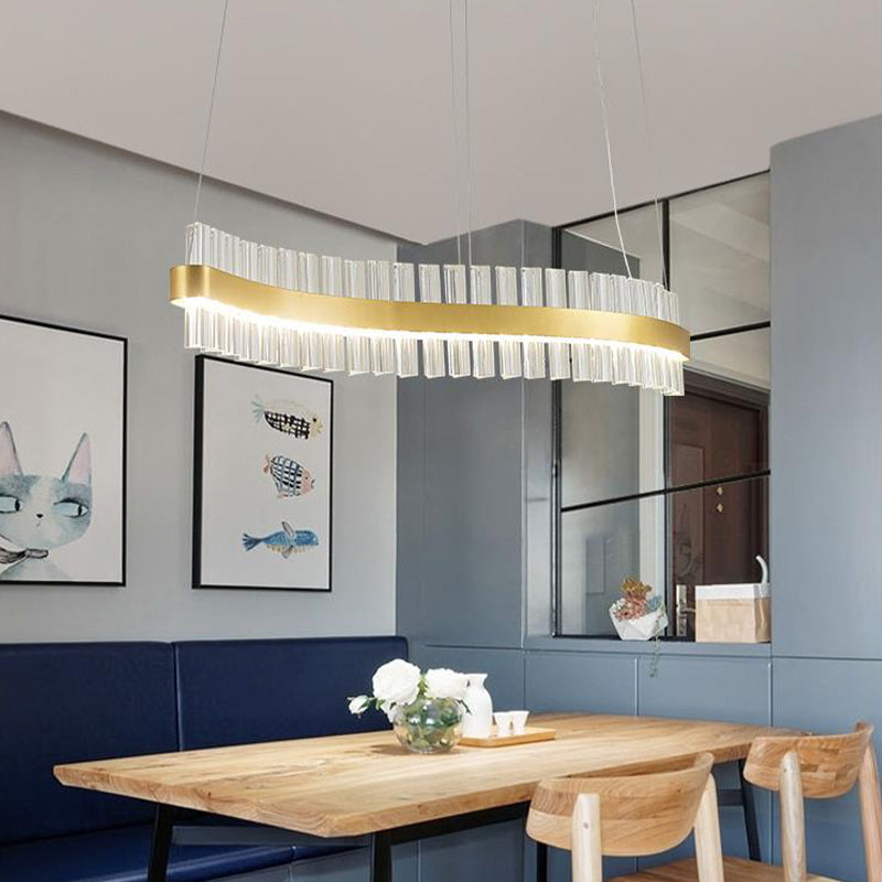 Piegare il lampadario soffitto modernista cristallo 35,5 "/47" LED LED LED a sospensione a sospensione per sala da pranzo