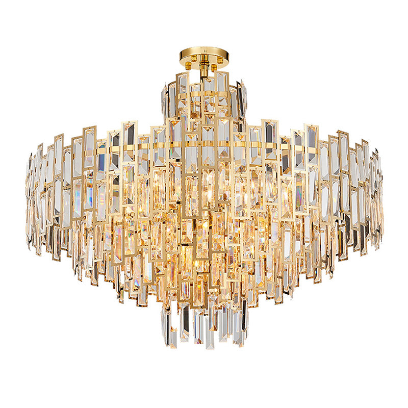 Chandelier suspendu à plusieurs niveaux Crystal contemporain 8/13 têtes 23,5 "/31,5" Kit de lumière suspendue en or pour le salon