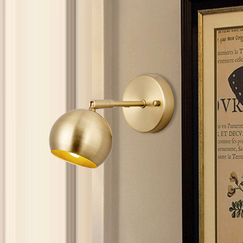 1/2/3-Bulb LED Dome Wall Sconce Traditional Brass Metal Vanity Wall Light Fixture for Bathroom