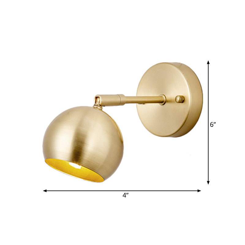 1/2/3-bulb LED Dome Dome Sconcetto tradizionale Brass Metal Vanity Wall Fispositivo per bagno