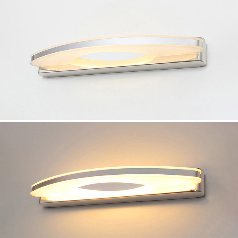 Shaded Wall Sconce Lighting Contemporary Style Metal Shower Room LED Wall Mounted Light in Chrome