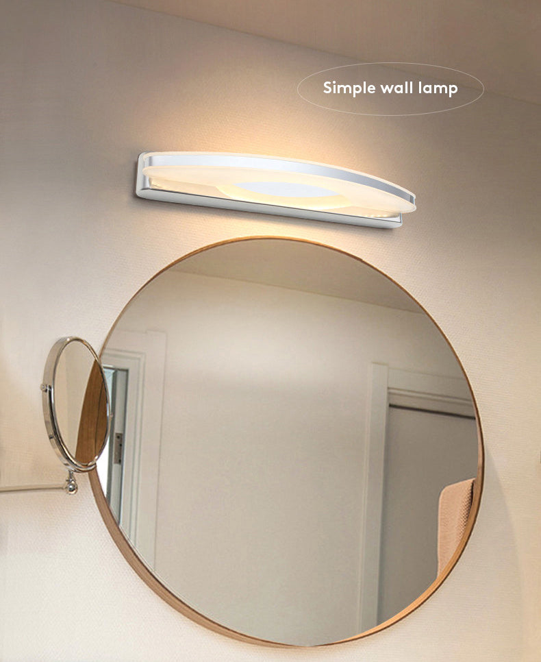 Shaded Wall Sconce Lighting Contemporary Style Metal Shower Room LED Wall Mounted Light in Chrome