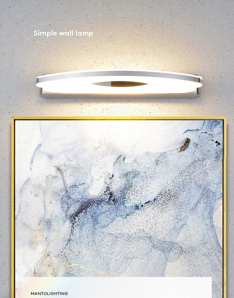 Shaded Wall Sconce Lighting Contemporary Style Metal Shower Room LED Wall Mounted Light in Chrome