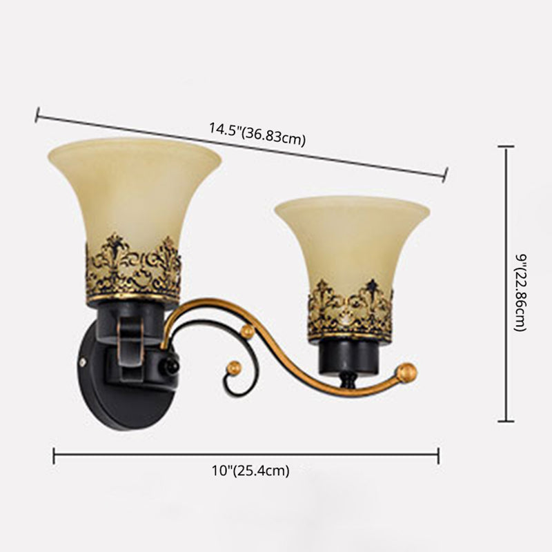 Funzione per illuminazione da parete tradizionale a forma di campana di panna da parete in bronzo di vetro