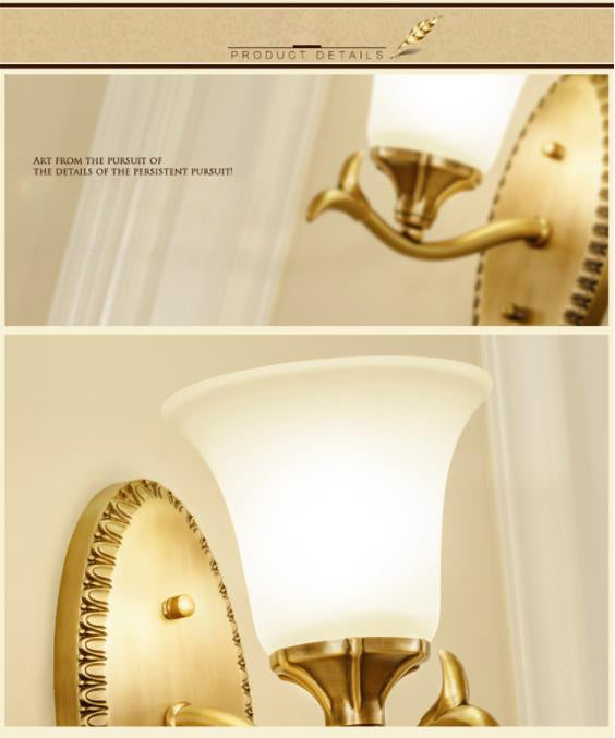 Glass Bell Wall Mount Light Fixture Traditional Bathroom Wall Sconce Lighting in Brass