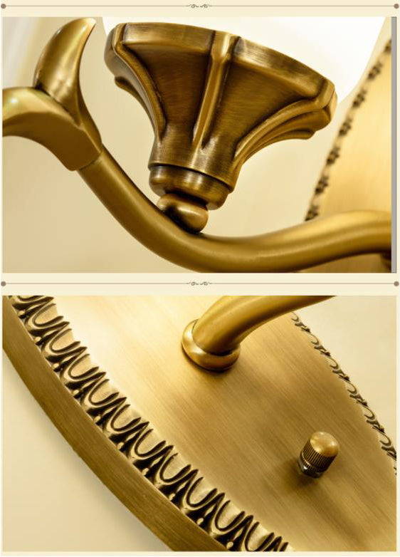 Glass Bell Wall Mount Light Fixture Traditional Bathroom Wall Sconce Lighting in Brass