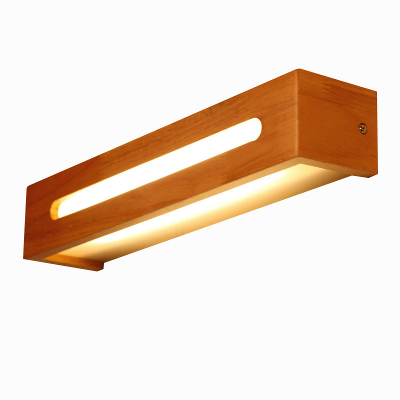 Wooden Rectangular Wall Sconce Lighting Modern Style LED Beige Sconce Light Fixture