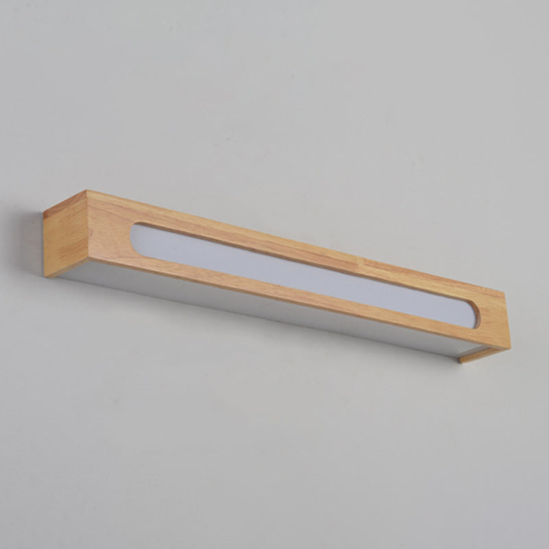 Wooden Rectangular Wall Sconce Lighting Modern Style LED Beige Sconce Light Fixture