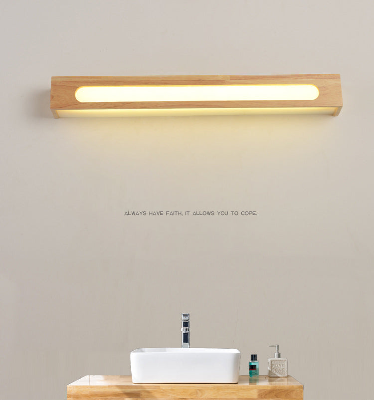 Wooden Rectangular Wall Sconce Lighting Modern Style LED Beige Sconce Light Fixture