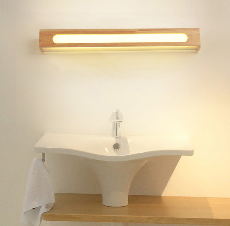 Wooden Rectangular Wall Sconce Lighting Modern Style LED Beige Sconce Light Fixture