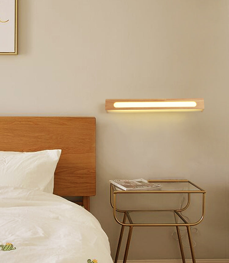 Wooden Rectangular Wall Sconce Lighting Modern Style LED Beige Sconce Light Fixture