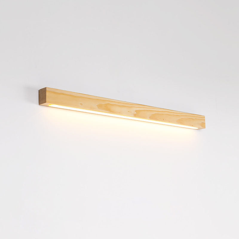 Minimalist LED Wall Mount Light Fixture Linear Wall Mounted Lighting with Wooden Shade