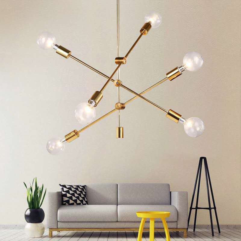 Lampadella minimalista in stile post-moderno Design a lampadina aperta linee geometriche Asta a sospensione Luce appesa