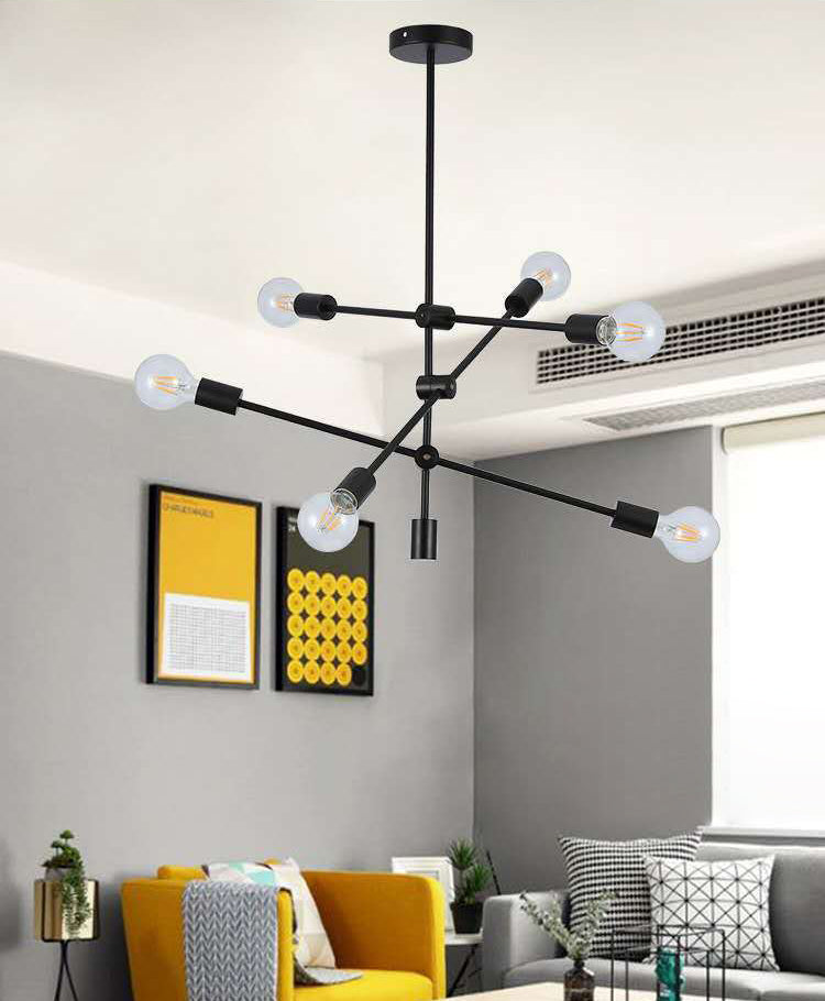 Lampadella minimalista in stile post-moderno Design a lampadina aperta linee geometriche Asta a sospensione Luce appesa