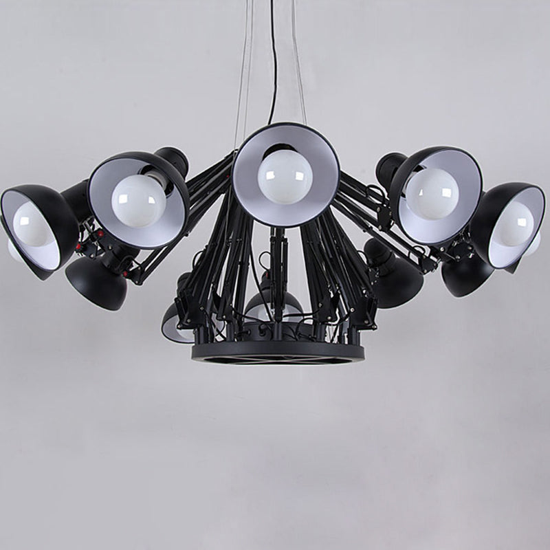 Adjustable Spider Chandelier Postmodern Metal Living Room Hanging Light with Bowl Shade